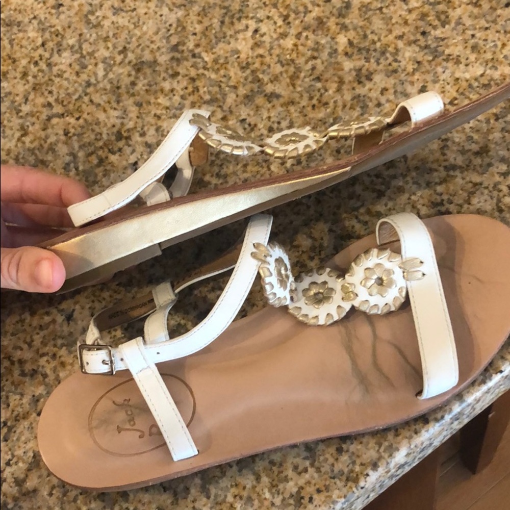 Jack Rogers White and Gold Sandals